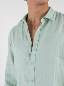 GIANNI LUPO Camicia basica in lino con colletto GL7619S Menta (4)