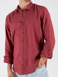 GIANNI LUPO Camicia basica in lino con colletto GL7619S Rosso India (1)