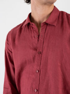 GIANNI LUPO Camicia basica in lino con colletto GL7619S Rosso India (2)