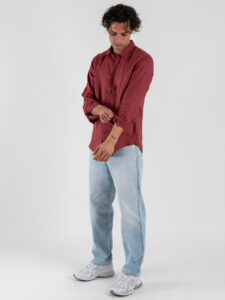 GIANNI LUPO Camicia basica in lino con colletto GL7619S Rosso India (4)