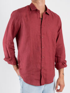 GIANNI LUPO Camicia basica in lino con colletto GL7619S Rosso India (5)