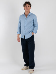 GIANNI LUPO Camicia basica in lino con colletto GL7619S Sky (2)