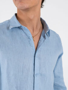 GIANNI LUPO Camicia basica in lino con colletto GL7619S Sky (4)