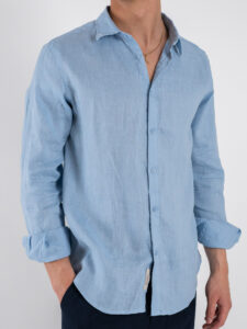 GIANNI LUPO Camicia basica in lino con colletto GL7619S Sky (5)