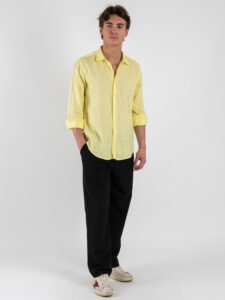 GIANNI LUPO Camicia basica in lino con colletto GL7619S Yellow (2)