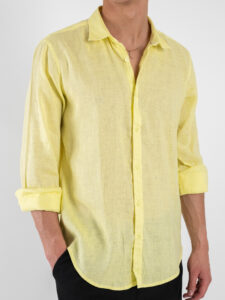 GIANNI LUPO Camicia basica in lino con colletto GL7619S Yellow (3)