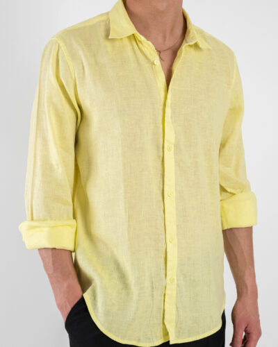 GIANNI LUPO Camicia basica in lino con colletto GL7619S Yellow 3 Nuovi Arrivi