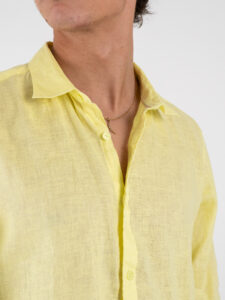 GIANNI LUPO Camicia basica in lino con colletto GL7619S Yellow (4)