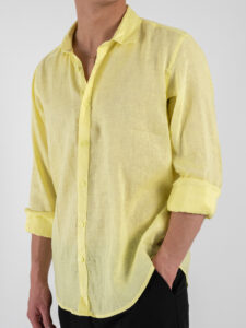 GIANNI LUPO Camicia basica in lino con colletto GL7619S Yellow (5)