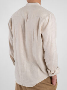 GIANNI LUPO Camicia basica in lino con collo coreana GL7620S Beige (1)