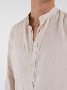 GIANNI LUPO Camicia basica in lino con collo coreana GL7620S Beige (4)