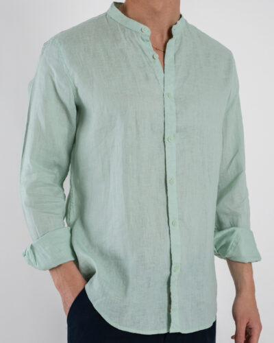 GIANNI LUPO Camicia basica in lino con collo coreana GL7620S Menta 3 Nuovi Arrivi