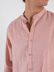 GIANNI LUPO Camicia basica in lino con collo coreana GL7620S Pink (4)