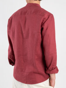 GIANNI LUPO Camicia basica in lino con collo coreana GL7620S Rosso India (1)