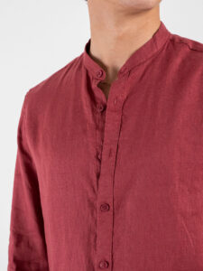 GIANNI LUPO Camicia basica in lino con collo coreana GL7620S Rosso India (4)