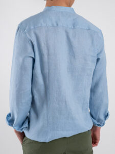 GIANNI LUPO Camicia basica in lino con collo coreana GL7620S Sky (1)