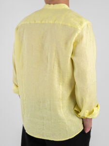 GIANNI LUPO Camicia basica in lino con collo coreana GL7620S Yellow (1)