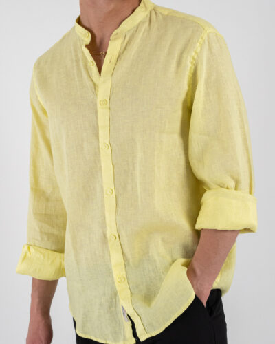 GIANNI LUPO Camicia basica in lino con collo coreana GL7620S Yellow 4 Nuovi Arrivi