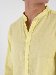 GIANNI LUPO Camicia basica in lino con collo coreana GL7620S Yellow (5)