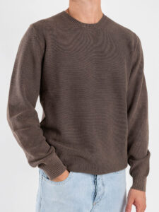 GIANNI LUPO Maglia girocollo in cotone lavorato GL33506 Coffe (2)
