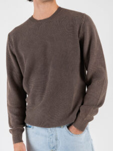 GIANNI LUPO Maglia girocollo in cotone lavorato GL33506 Coffe (4)