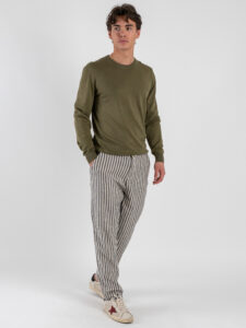 GIANNI LUPO Maglia girocollo leggera in viscosa GL512S Military