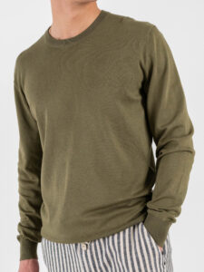 GIANNI LUPO Maglia girocollo leggera in viscosa GL512S Military (3)