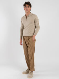GIANNI LUPO Polo in tinta unita con zip GL35205 Beige (2)