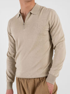 GIANNI LUPO Polo in tinta unita con zip GL35205 Beige (3)