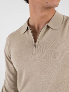 GIANNI LUPO Polo in tinta unita con zip GL35205 Beige (4)