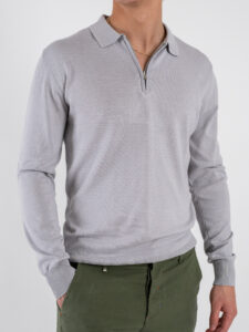 GIANNI LUPO Polo in tinta unita con zip GL35205 Ice (3)