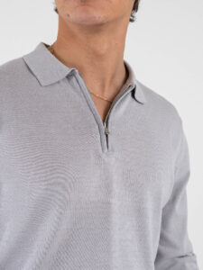GIANNI LUPO Polo in tinta unita con zip GL35205 Ice (4)