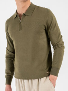 GIANNI LUPO Polo in tinta unita con zip GL35205 Military (3)