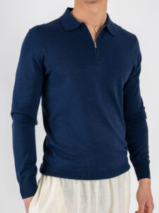 GIANNI LUPO Polo in tinta unita con zip GL35205 Navy (3)