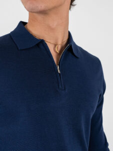 GIANNI LUPO Polo in tinta unita con zip GL35205 Navy (4)