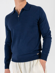 GIANNI LUPO Polo in tinta unita con zip GL35205 Navy (5)