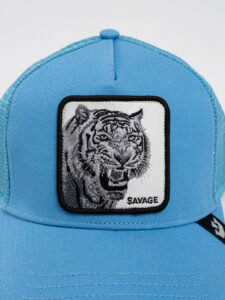 GOORIN BROS Cappellino azzurro con patch in pelle bianca stampa tigre SAVAGE (1)