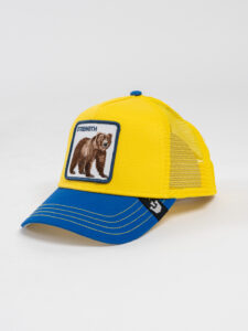 GOORIN BROS Cappellino giallo con visiera blu e patch bianca con stampa orso STRENGTH (1)