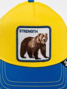GOORIN BROS Cappellino giallo con visiera blu e patch bianca con stampa orso STRENGTH (2)