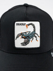 GOORIN BROS Cappellino nero con patch in pelle bianca con stampa scorpione DEADLY (1)