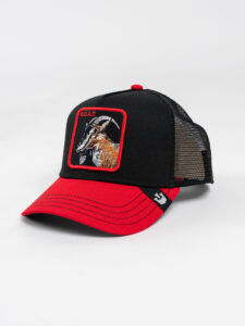 GOORIN BROS Cappellino nero con visiera rossa e patch con stampa GOAT (2)