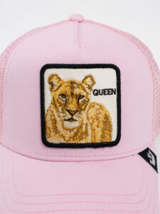 GOORIN BROS Cappellino rosa con patch in pelle bianca con stampa leonessa QUEEN (1)