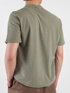 IMPERIAL T-shirt serafino effetto lino con retro in cotone liscio T84063006 Salvia (1)