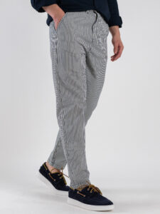 IMPURE Pantalone a righe sottili in cotone MILES SRKC63 Navy Stripe (4)