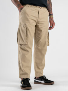 IMPURE Pantalone cargo in misto lino con coulisse in vita RAMON MLNC68 Desert (3)