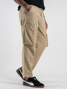 IMPURE Pantalone cargo in misto lino con coulisse in vita RAMON MLNC68 Desert (4)
