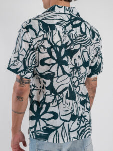 ONLY&SONS Camicia misto lino a mezze maniche in fantasia CAIDEN 22032833 Antique WhiteDark Sea (3)
