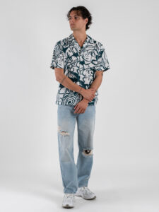 ONLY&SONS Camicia misto lino a mezze maniche in fantasia CAIDEN 22032833 Antique WhiteDark Sea (4)
