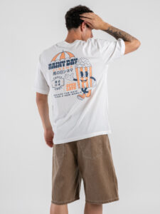 ONLY&SONS T-shirt over con stampa rain fronteretro TRISTAN 22035827 Bright White (5)