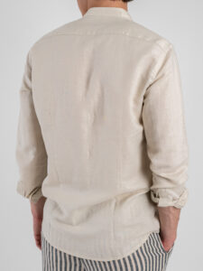 OVER-D Camicia in lino con collo coreana OC1S2S5C25 Greige2 (1)